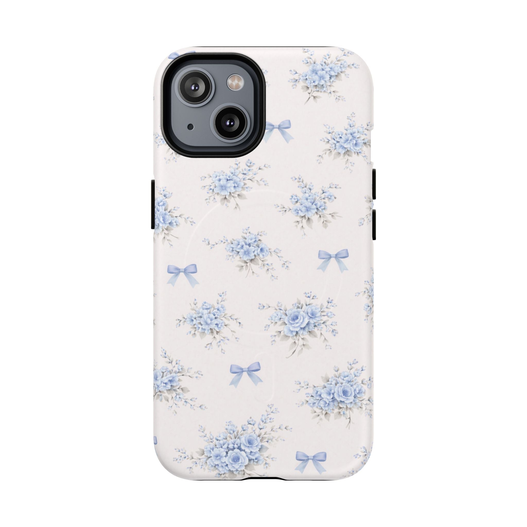 Blue Floral Bow iPhone Case – MagSafe Compatible