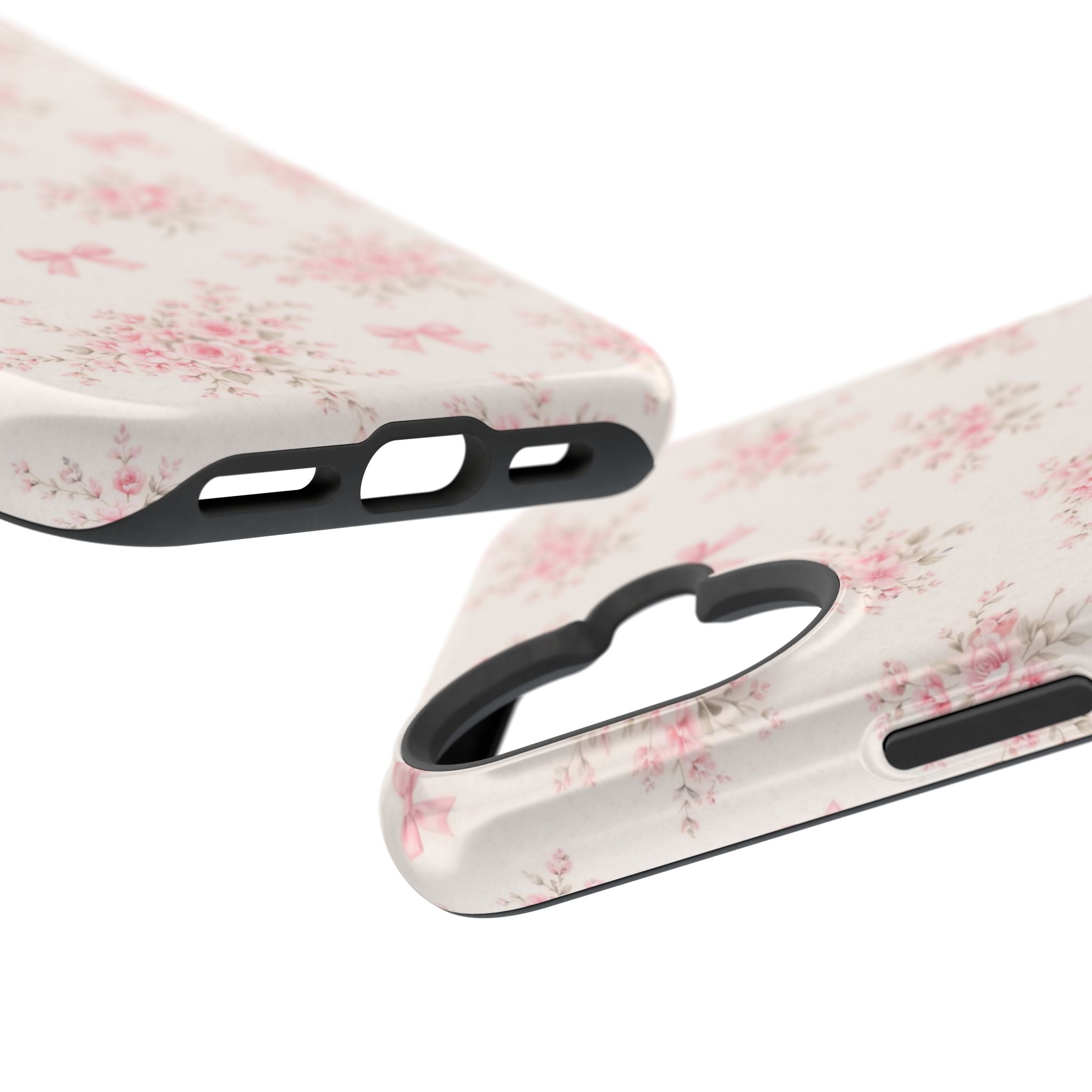 Pink Floral Bow Pattern Cases | Magnetic Impact-Resistant iPhone Case