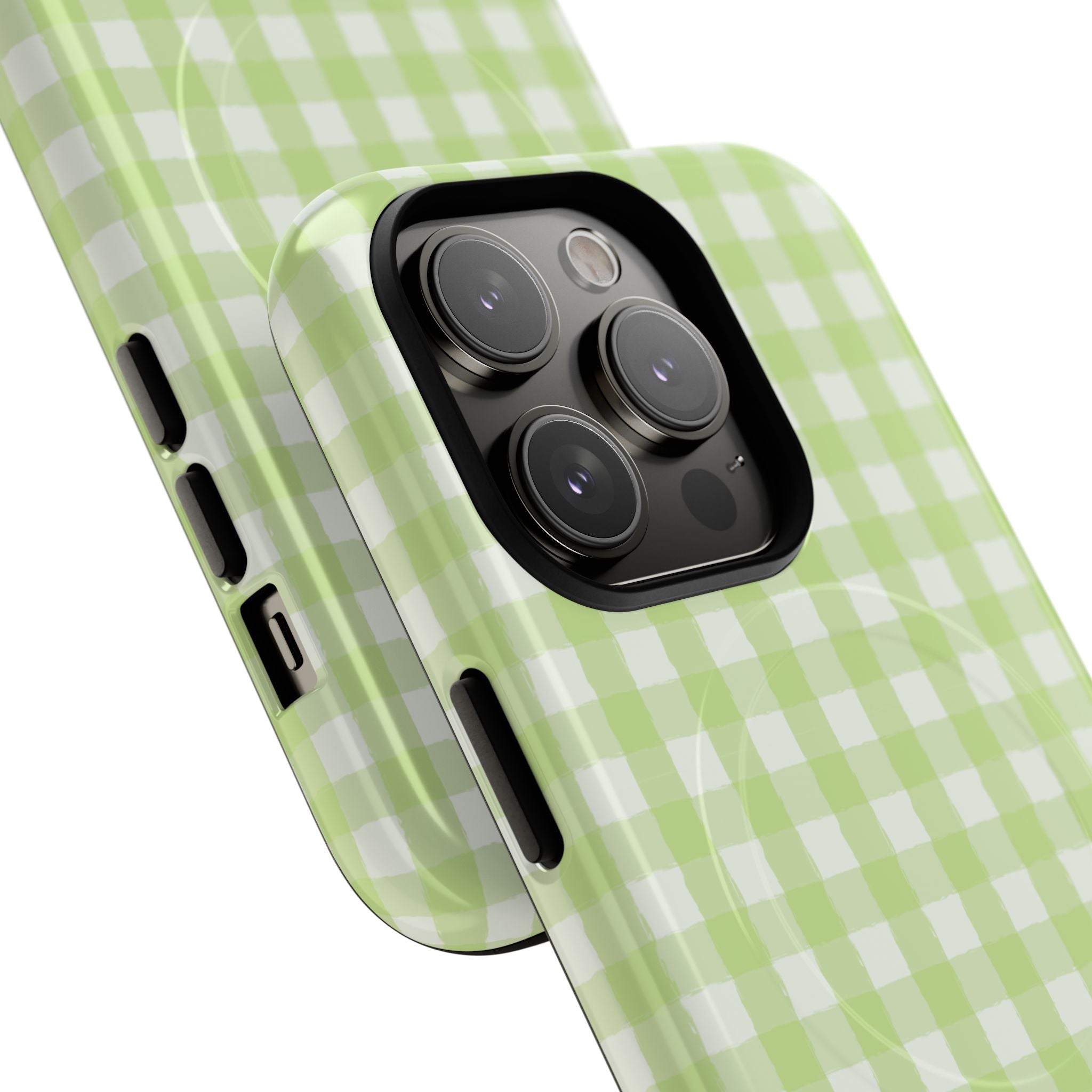Green Gingham iPhone Case – MagSafe Compatible