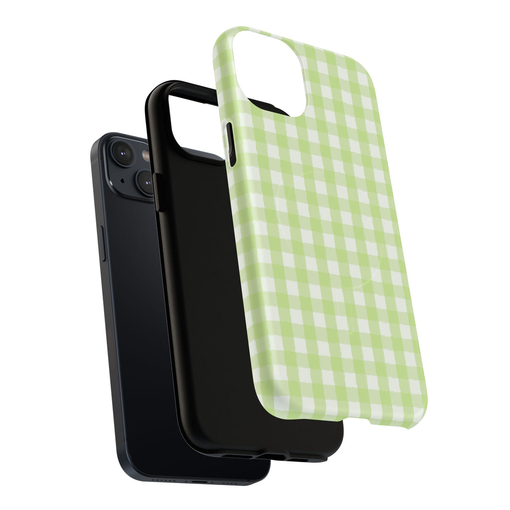 Green Gingham iPhone Case – MagSafe Compatible