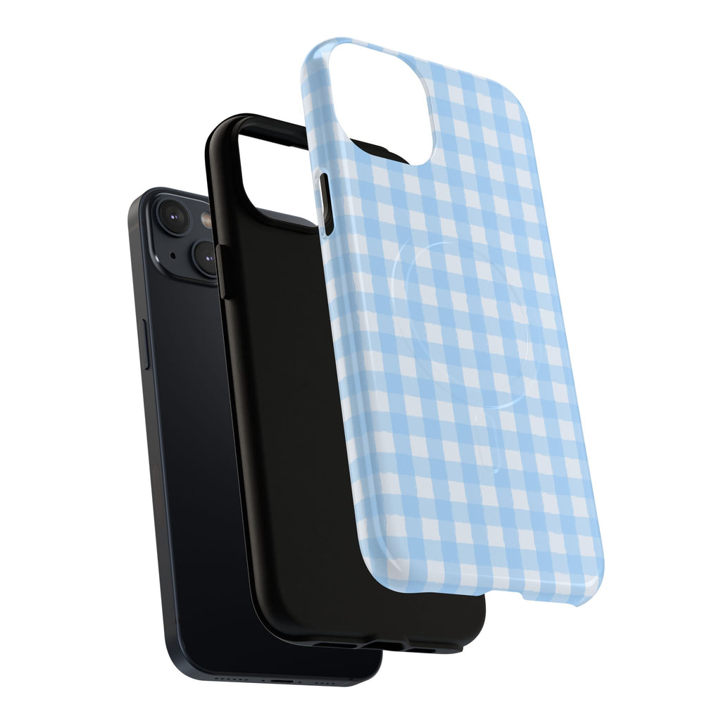 Blue Gingham iPhone Case – MagSafe Compatible
