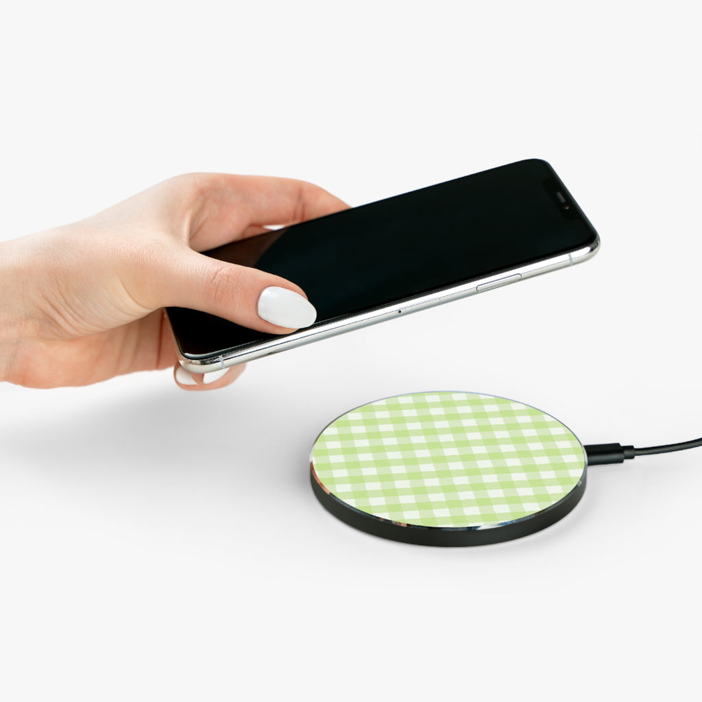 Pastel Green Gingham Wireless Charger