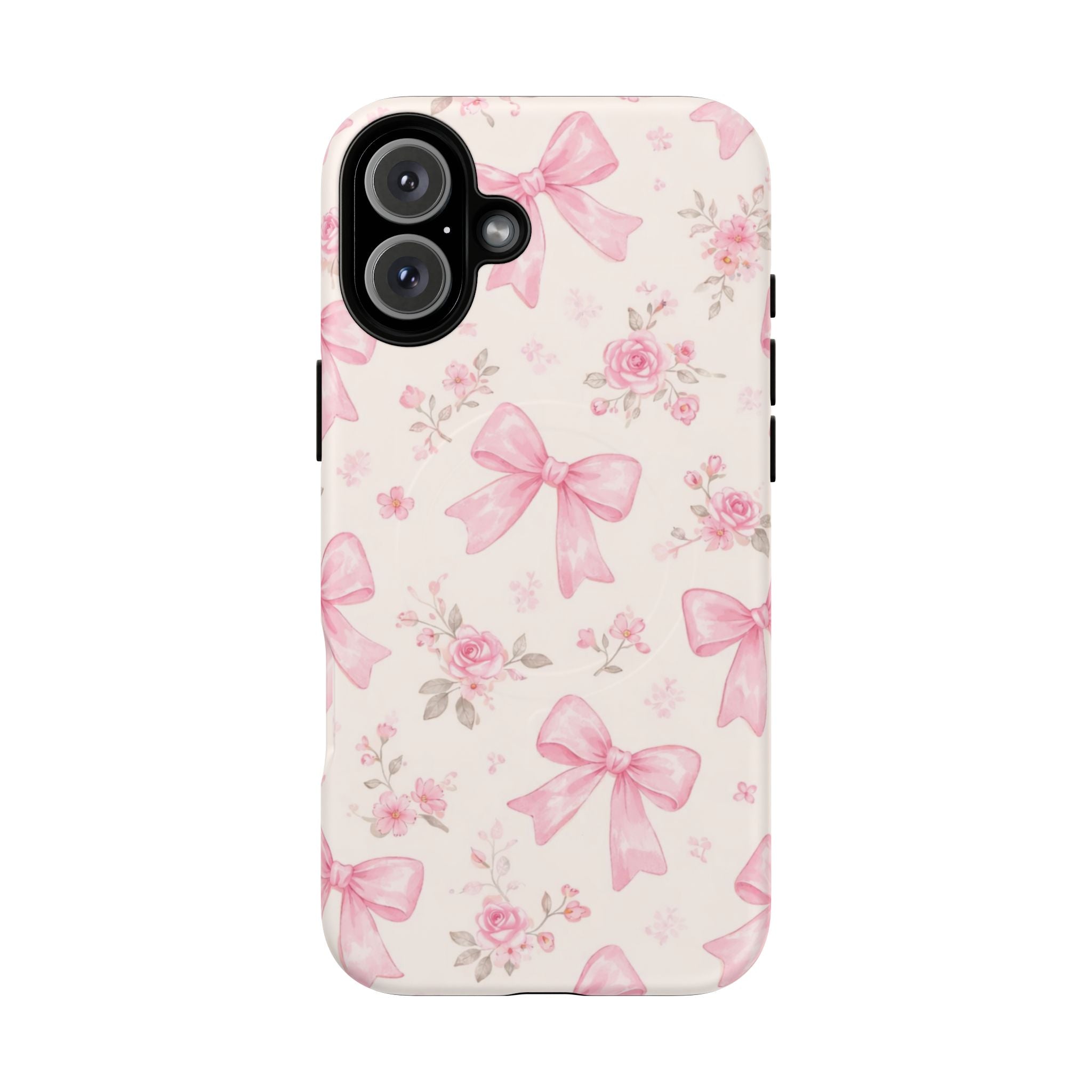 Pink Bow Floral iPhone Case – MagSafe Compatible