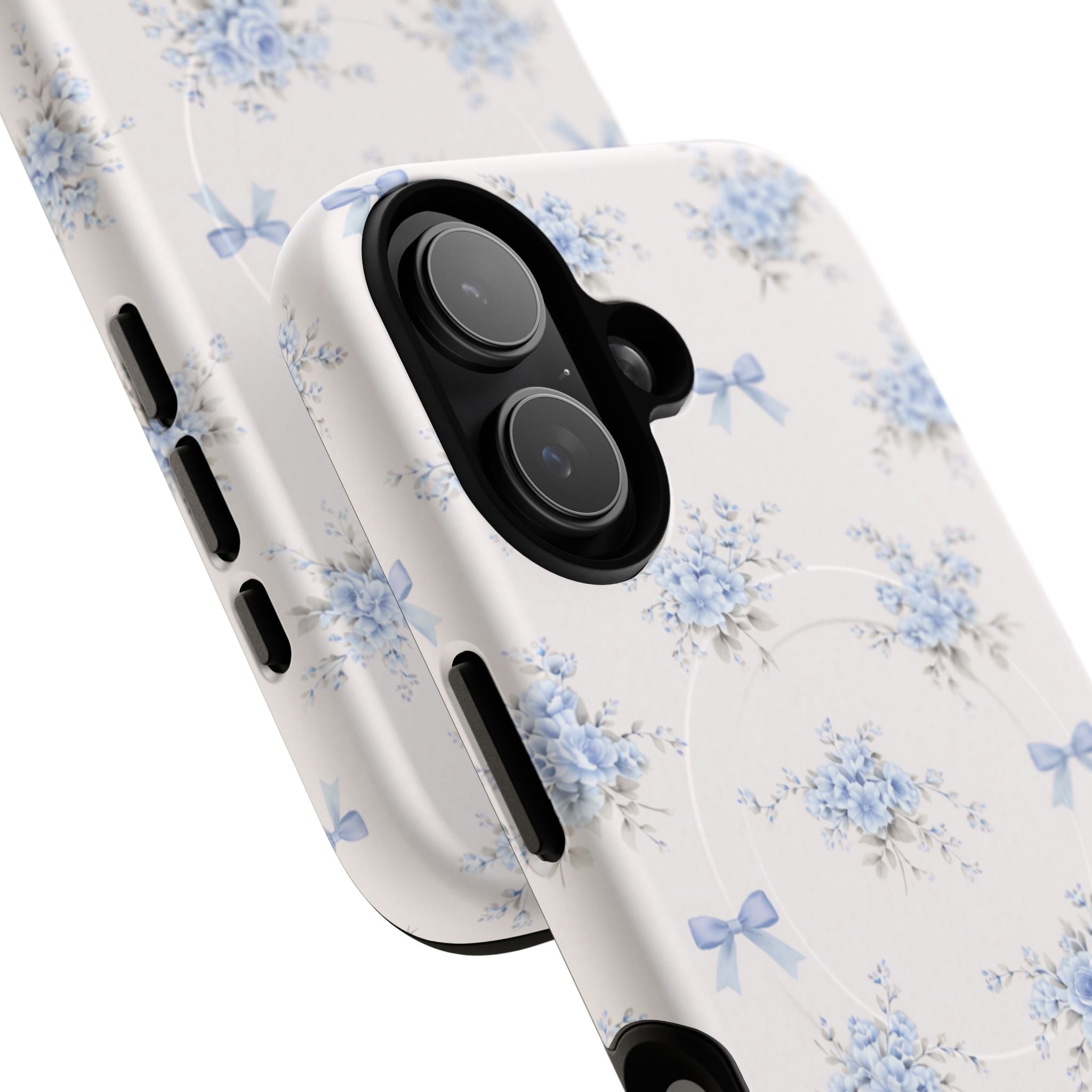 Blue Floral Bow iPhone Case – MagSafe Compatible