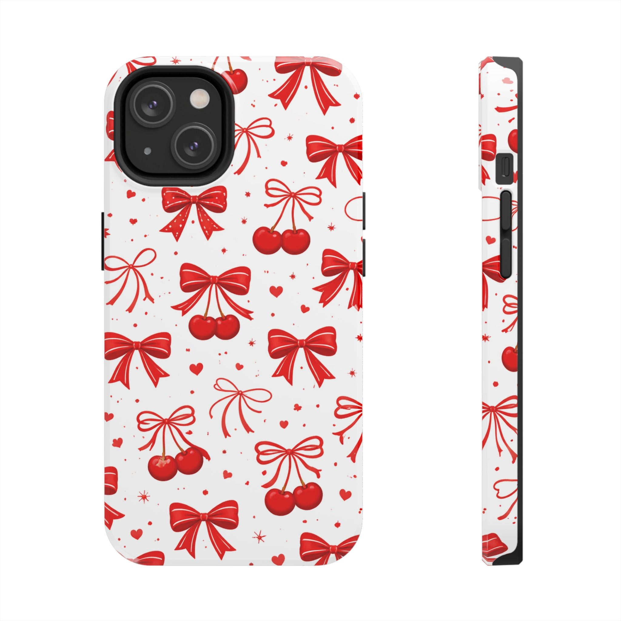 Red Cherry Bows Tough Phone Case, Cherry Pattern Phone Case