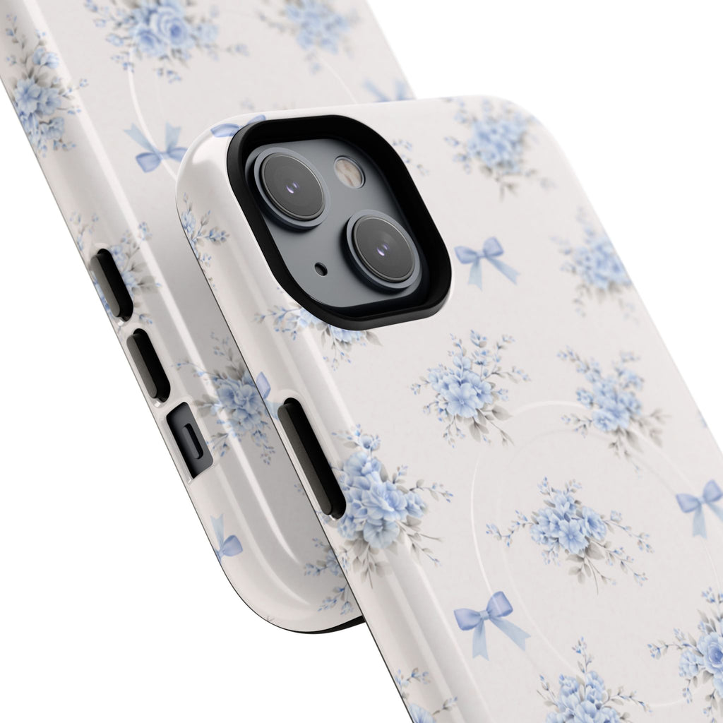 Blue Floral Bow iPhone Case – MagSafe Compatible