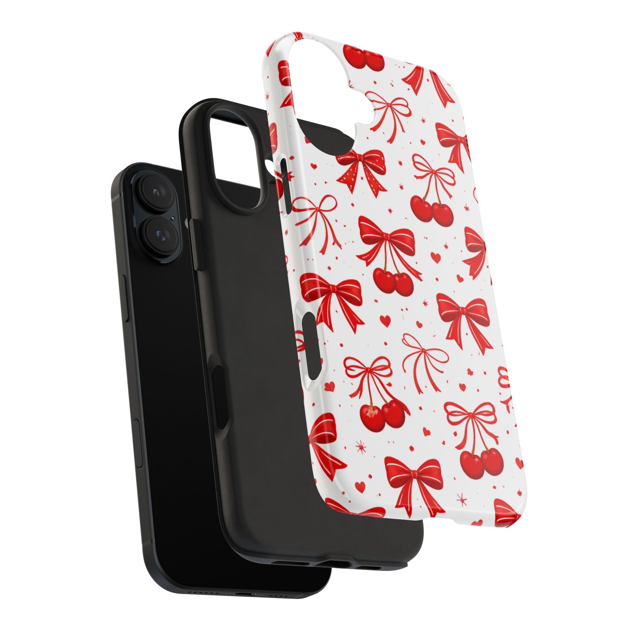 Red Cherry Bows Tough Phone Case, Cherry Pattern Phone Case
