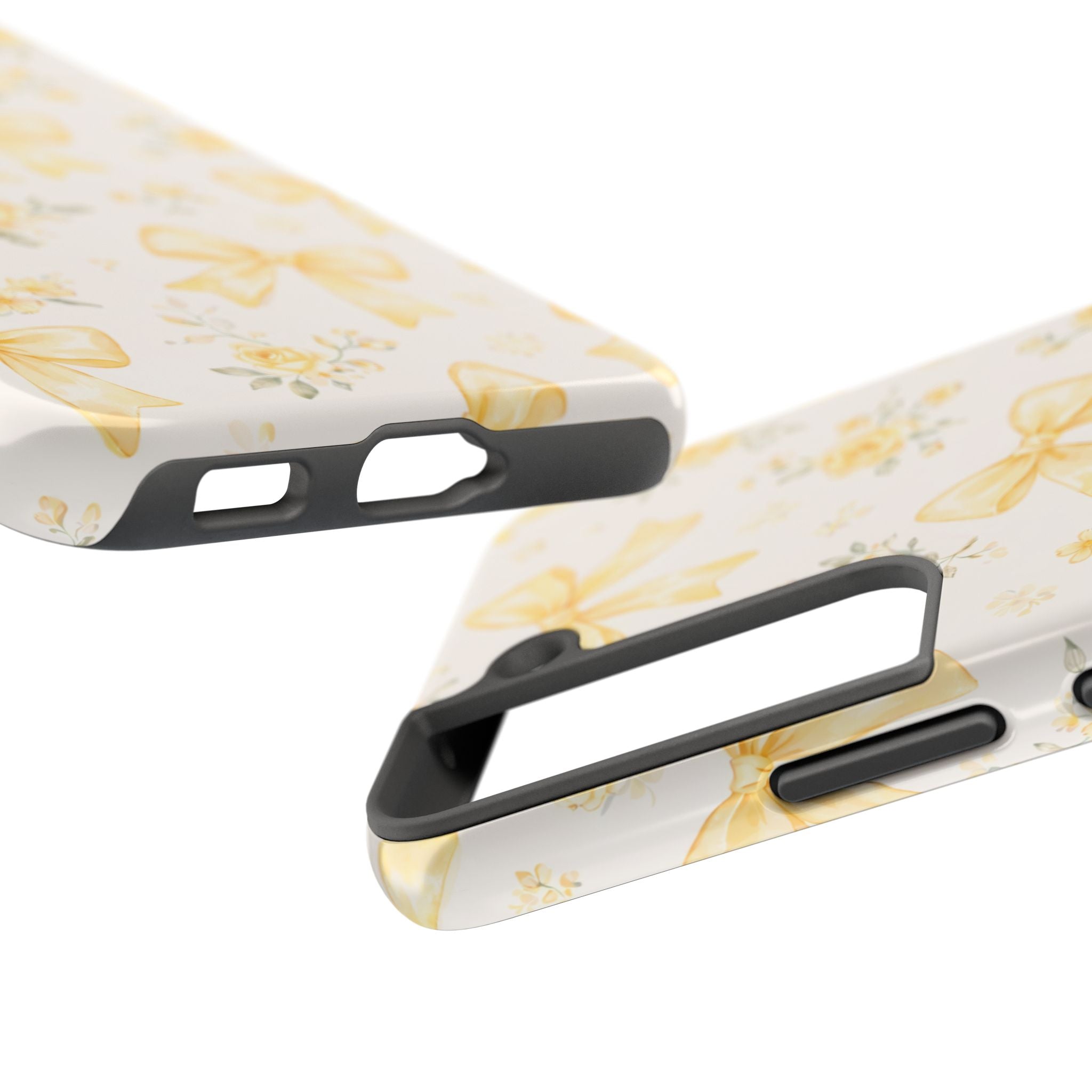 Yellow Watercolor Bows Tough Phone Case, Floral Pattern