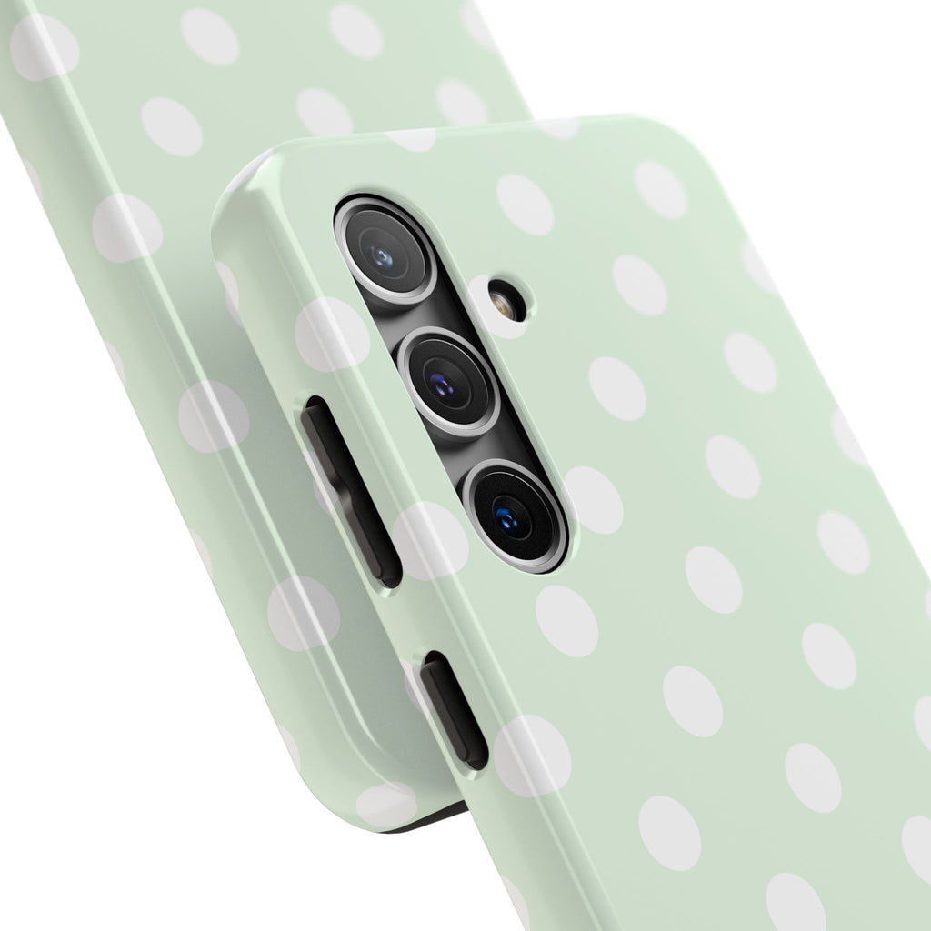 Mint Polka Dot Tough Samsung Case - Pastel Green Protective Phone Cover