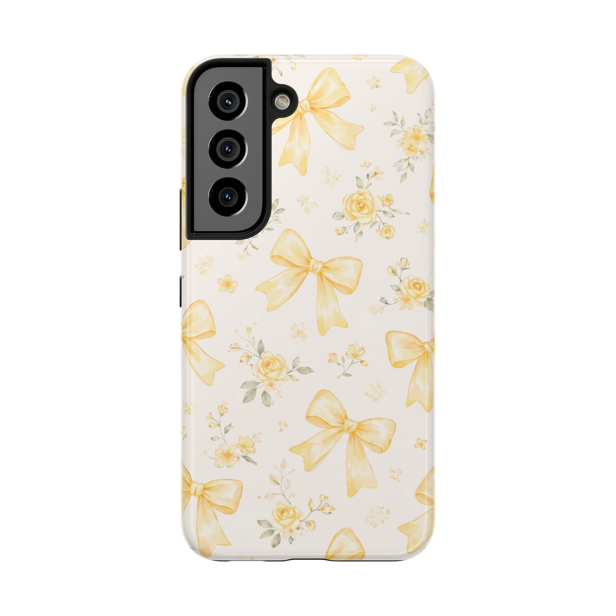 Yellow Watercolor Bows Tough Phone Case, Floral Pattern