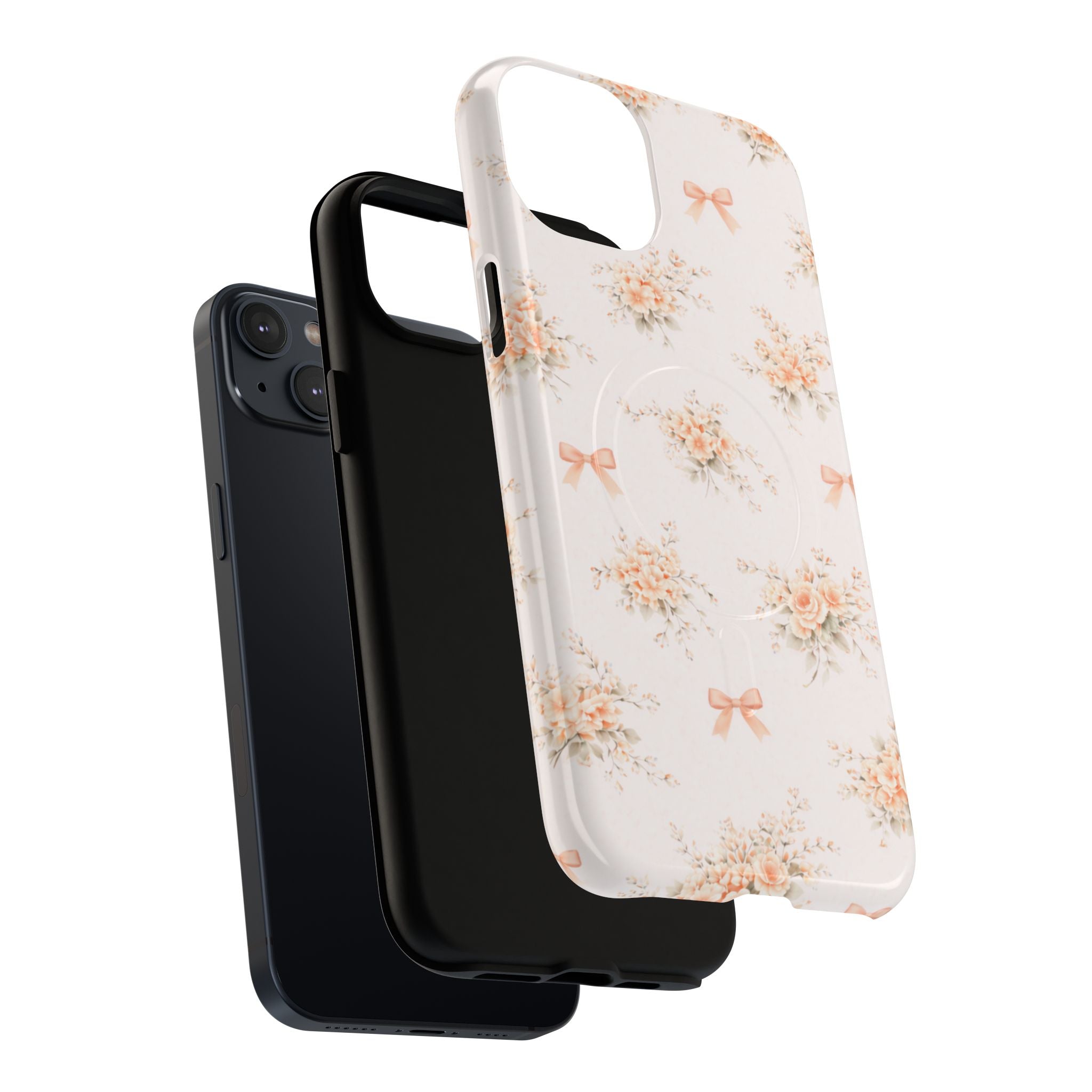 Peach Rose Bow iPhone Case – MagSafe Compatible