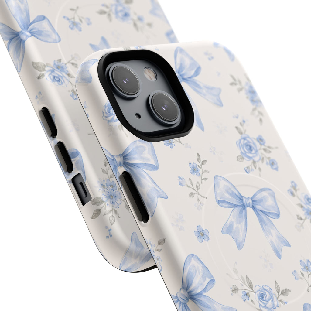 Floral Blue Bow iPhone Case – MagSafe Compatible