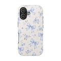Blue Watercolor Bows iPhone Case, Floral Bow Pattern