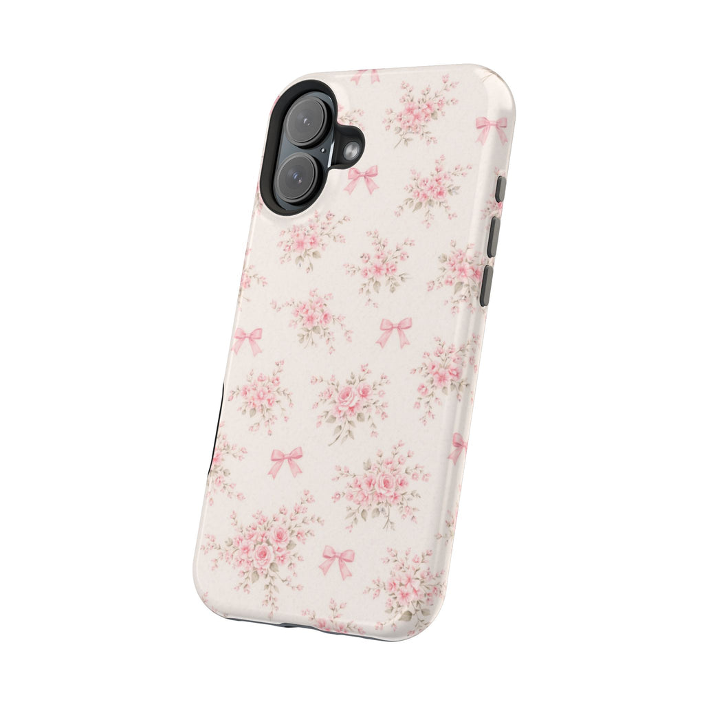 Pink Floral Bow Pattern Cases | Magnetic Impact-Resistant iPhone Case