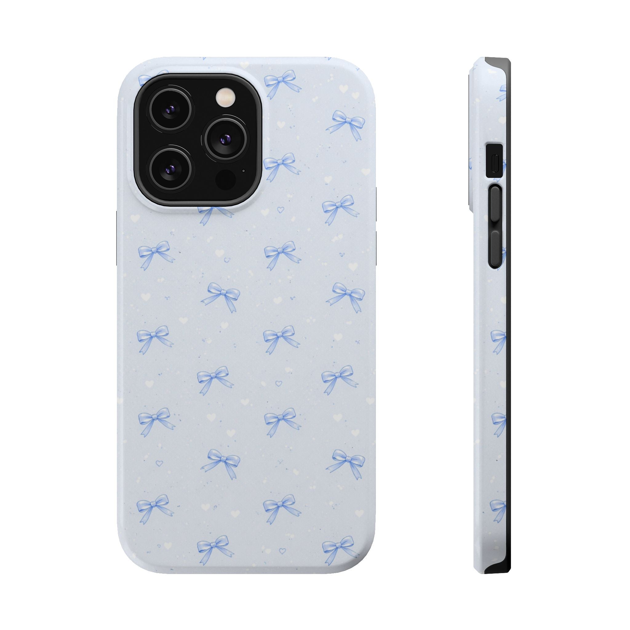Blue Bow Pattern iPhone Case | Magnetic Impact-Resistant Case