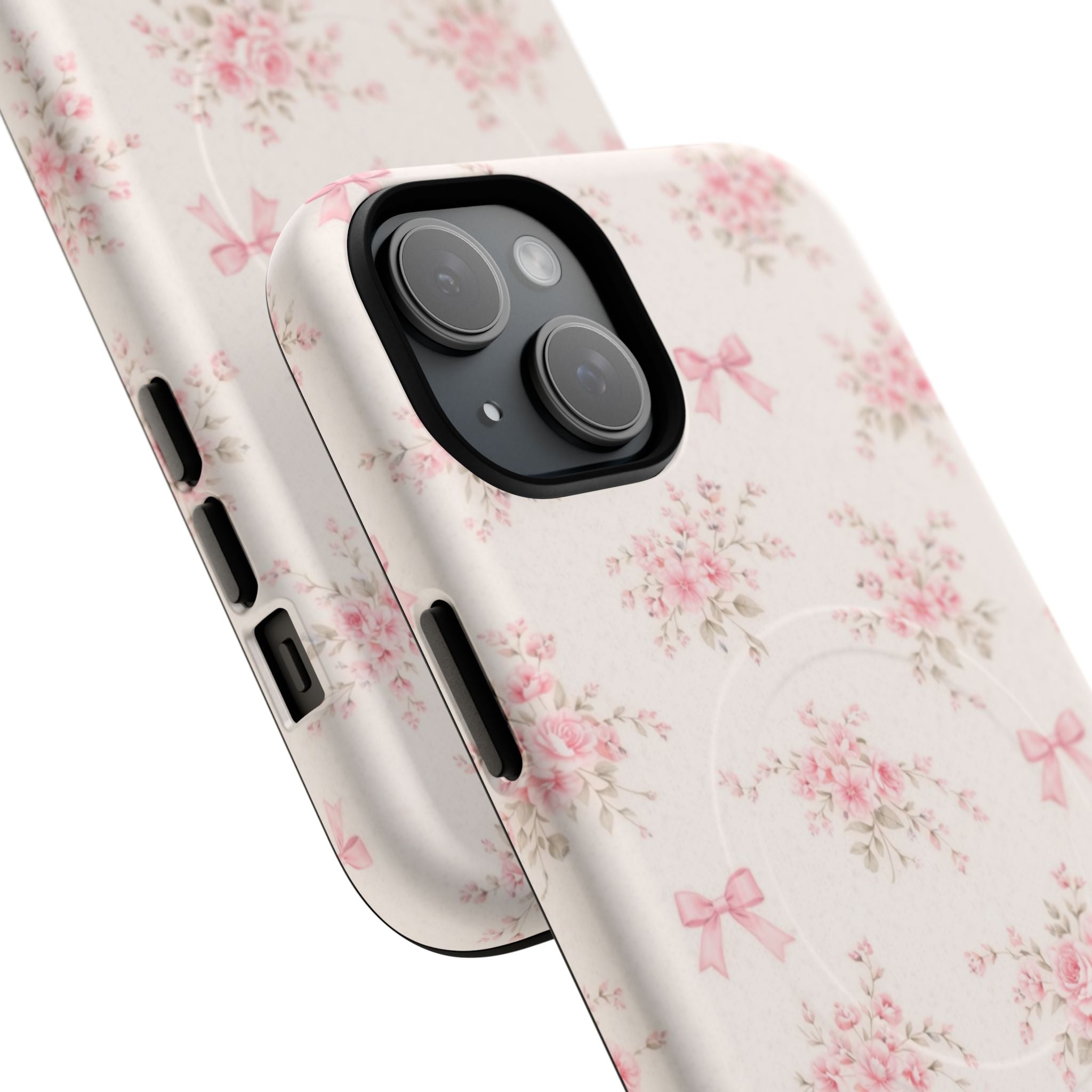 Floral Pink Bow iPhone Case – MagSafe Compatible