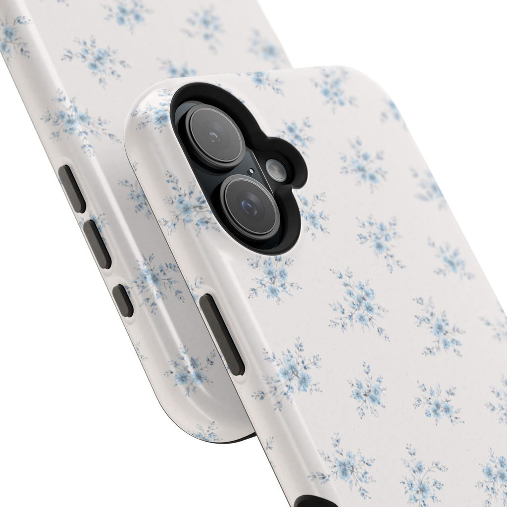 Blue Floral Pattern iPhone Case | Magnetic Impact-Resistant Case