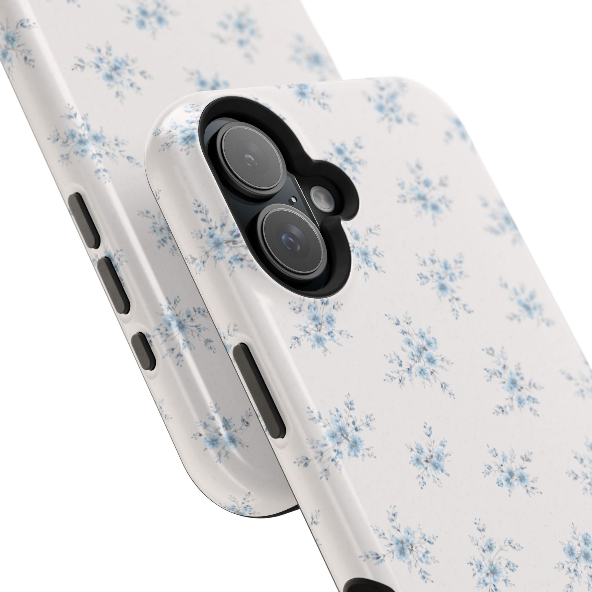 Blue Floral Pattern iPhone Case | Magnetic Impact-Resistant Case