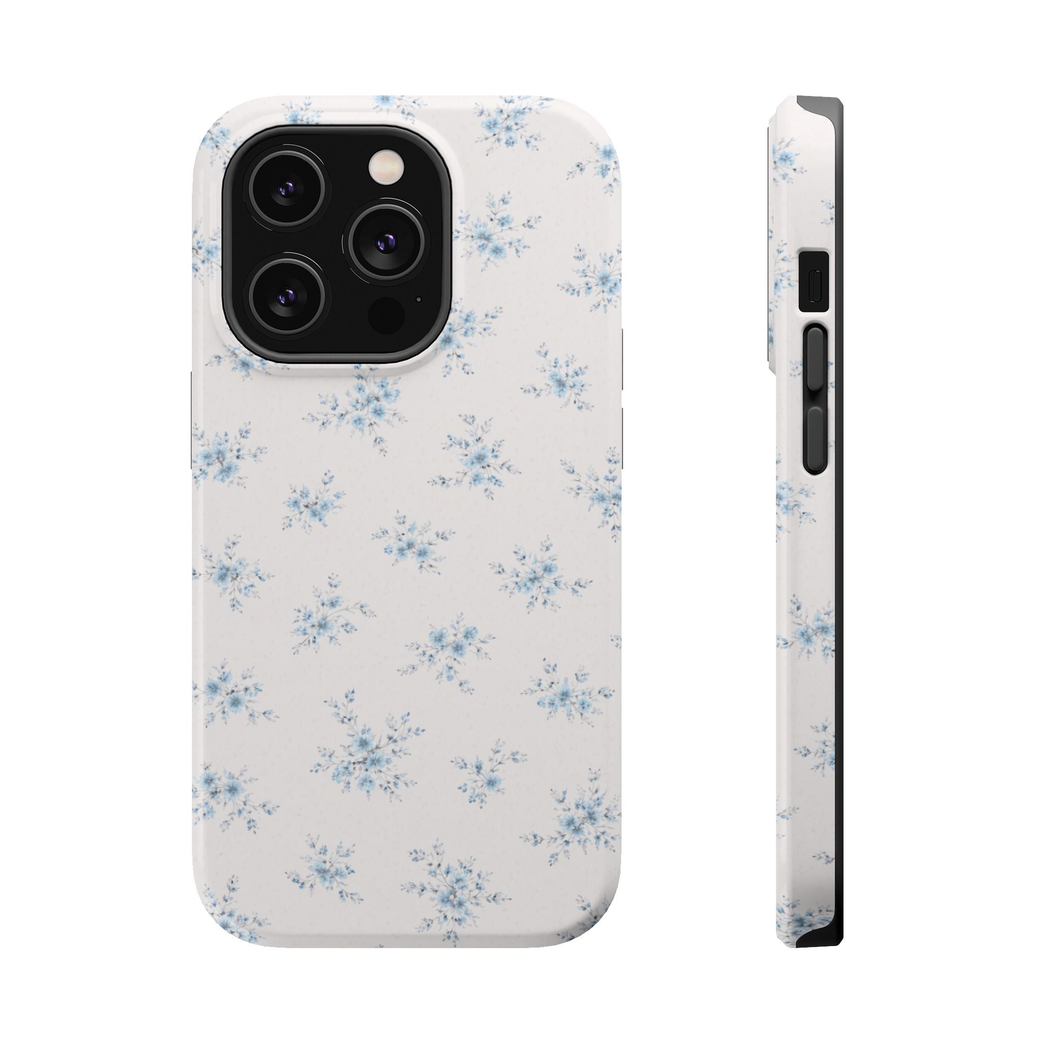 Blue Floral Pattern iPhone Case | Magnetic Impact-Resistant Case