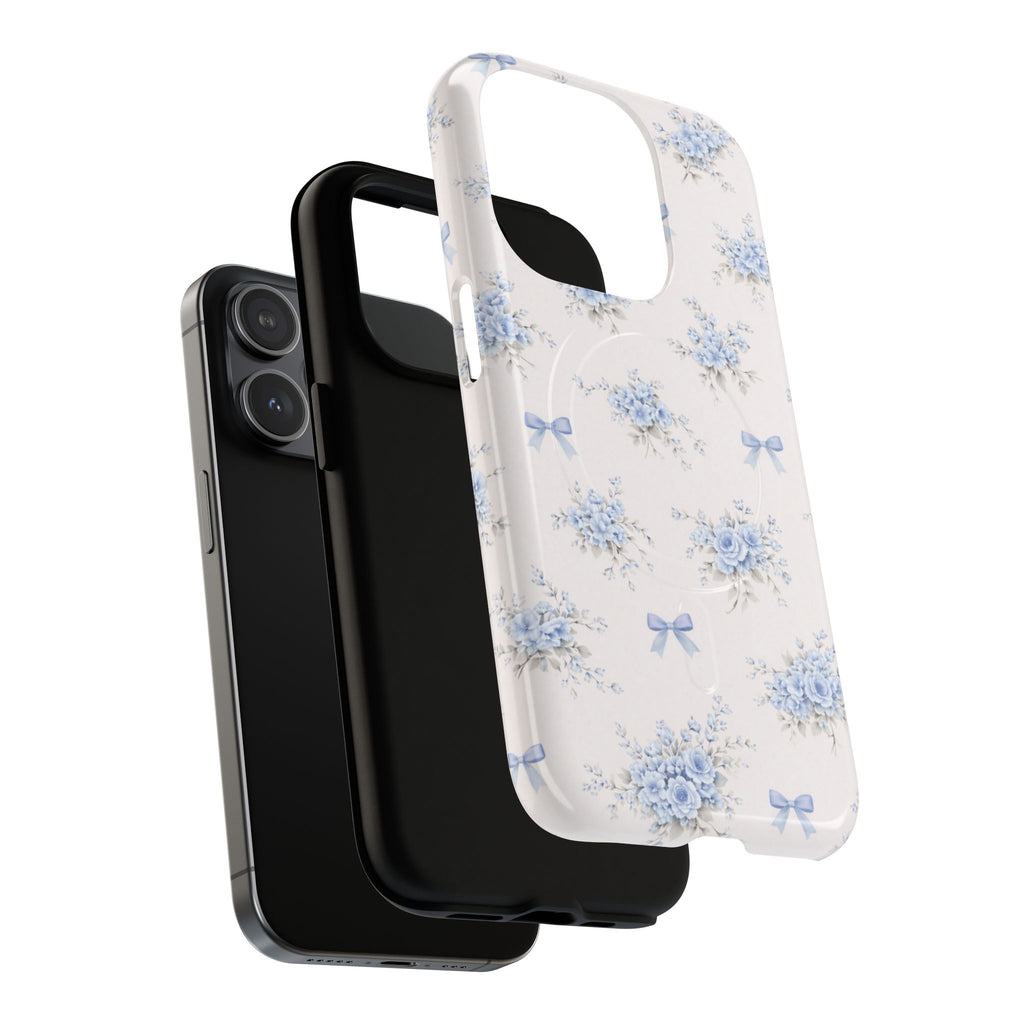 Blue Floral Bow iPhone Case – MagSafe Compatible