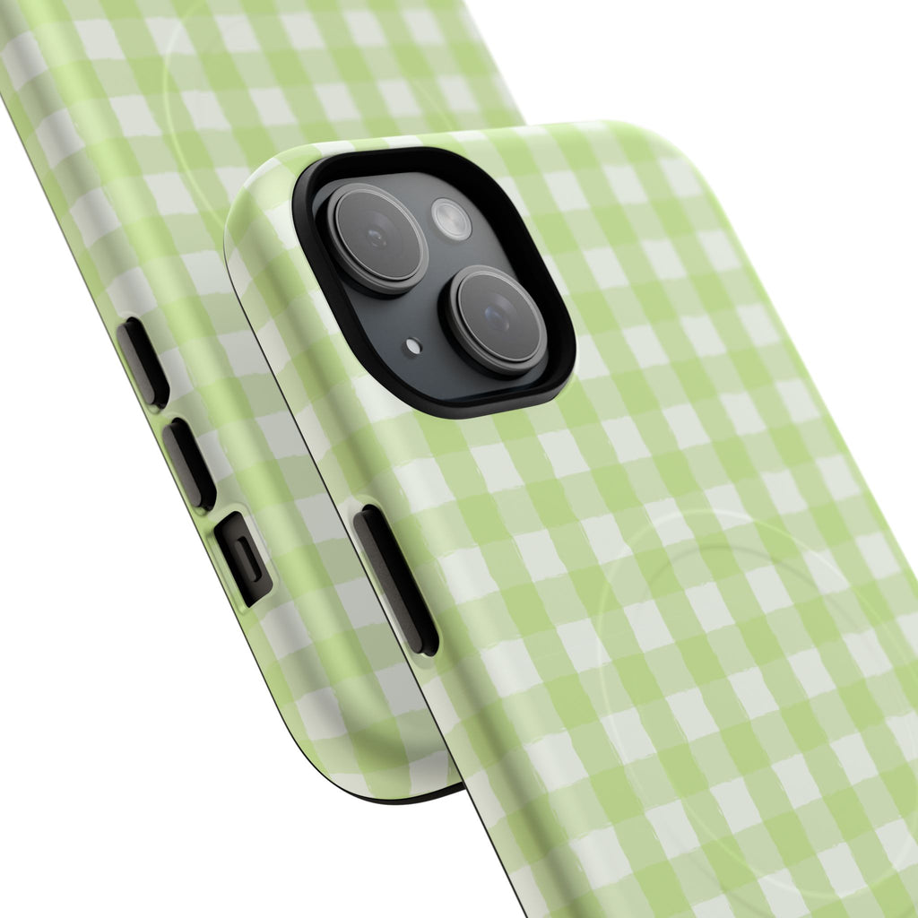 Green Gingham iPhone Case – MagSafe Compatible