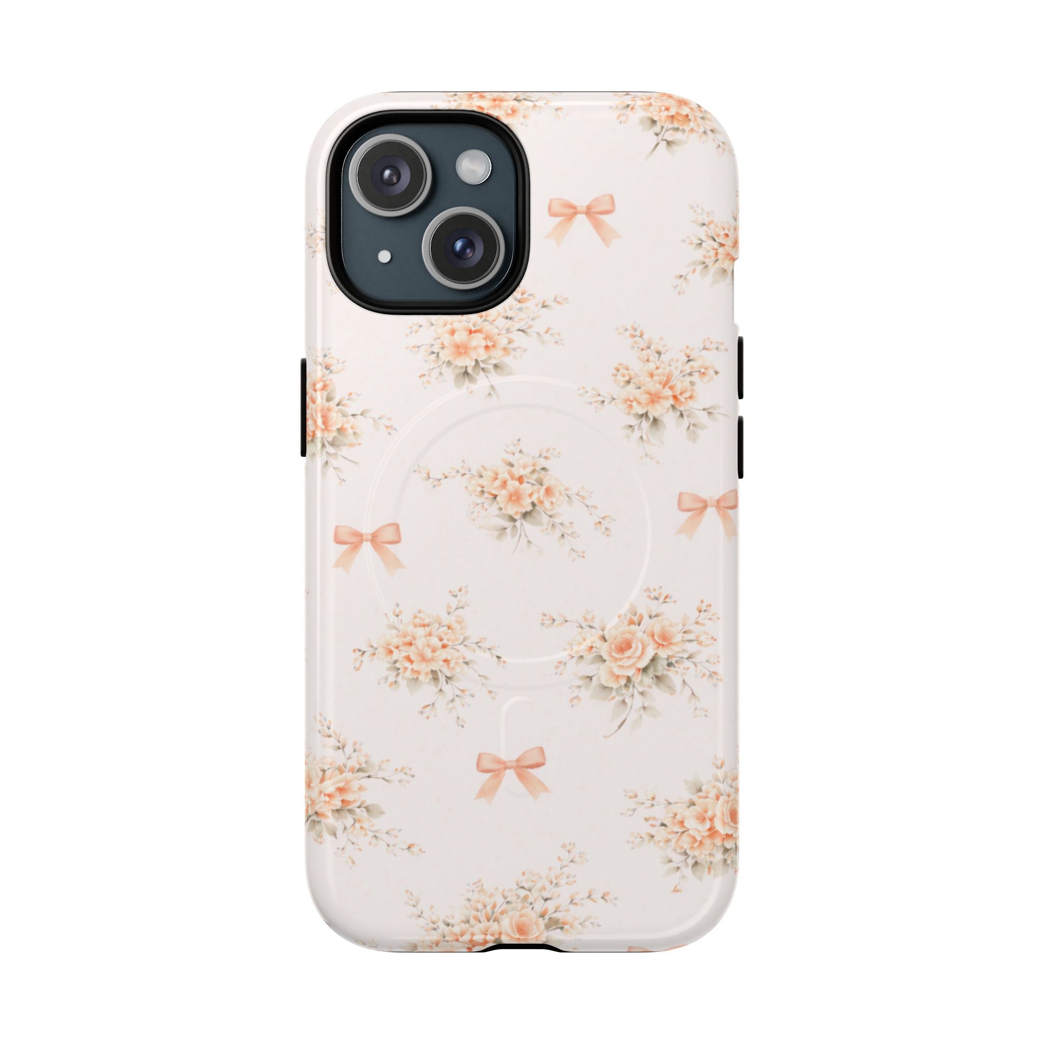 Peach Rose Bow iPhone Case – MagSafe Compatible