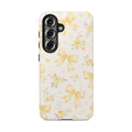 Yellow Watercolor Bows Tough Phone Case, Floral Pattern