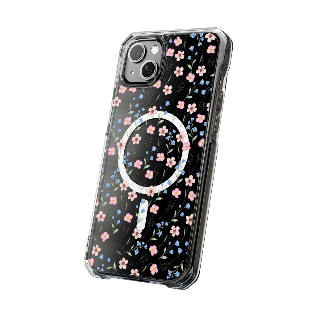 MagSafe Clear Phone Case — Pink Floral Pattern