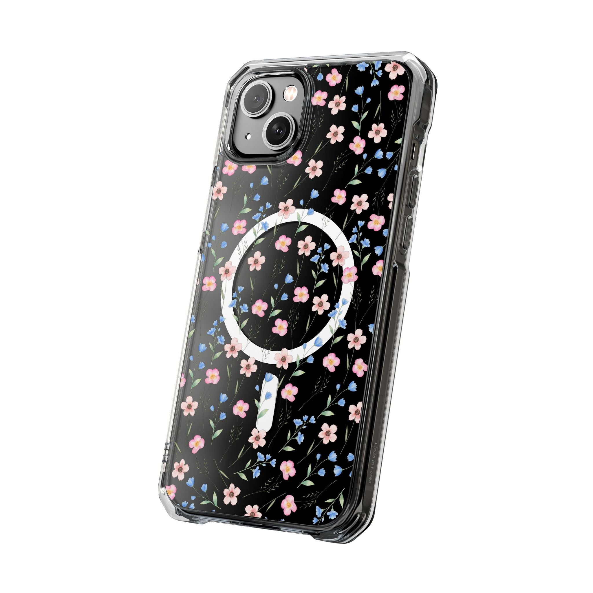 MagSafe Clear Phone Case — Pink Floral Pattern