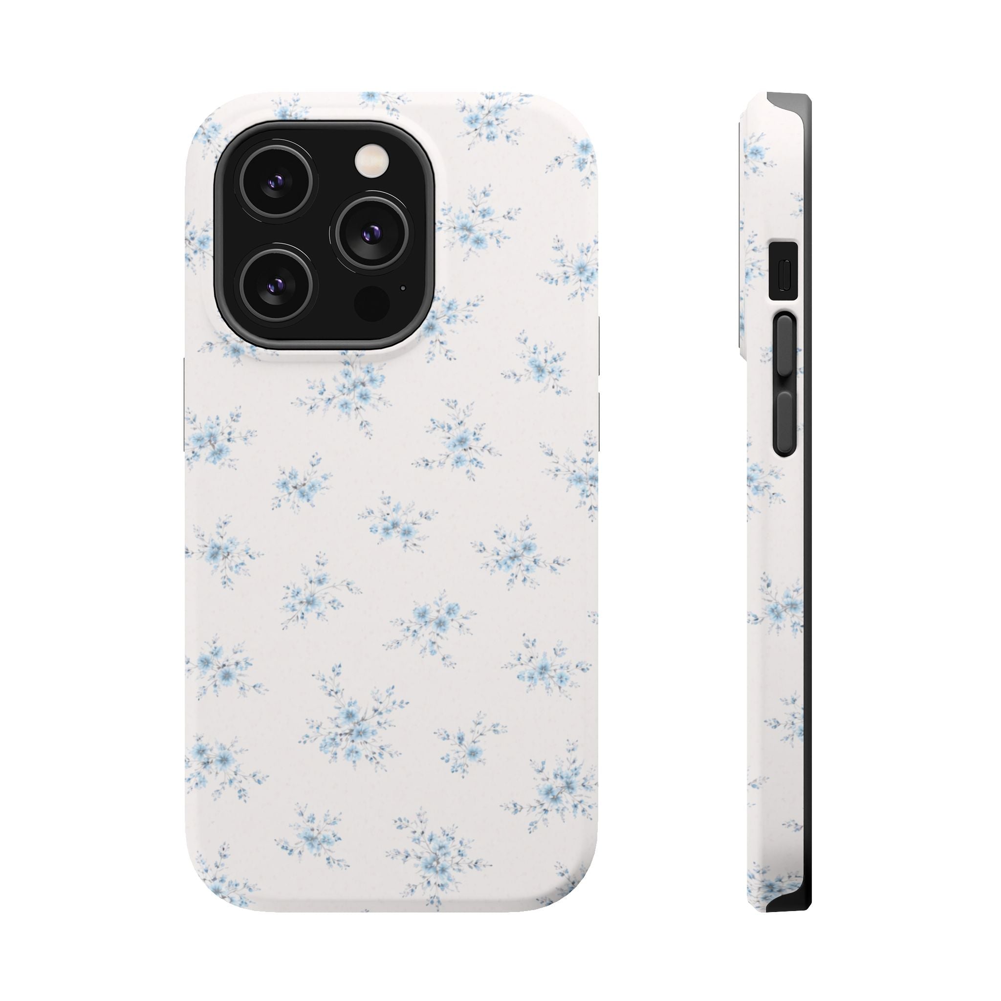 Blue Floral Pattern iPhone Case | Magnetic Impact-Resistant Case