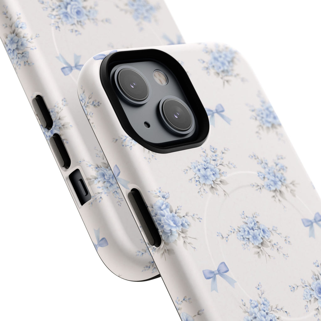 Blue Floral Bow iPhone Case – MagSafe Compatible
