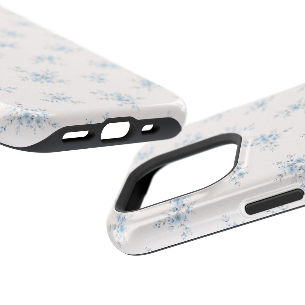 Blue Floral Pattern iPhone Case | Magnetic Impact-Resistant Case
