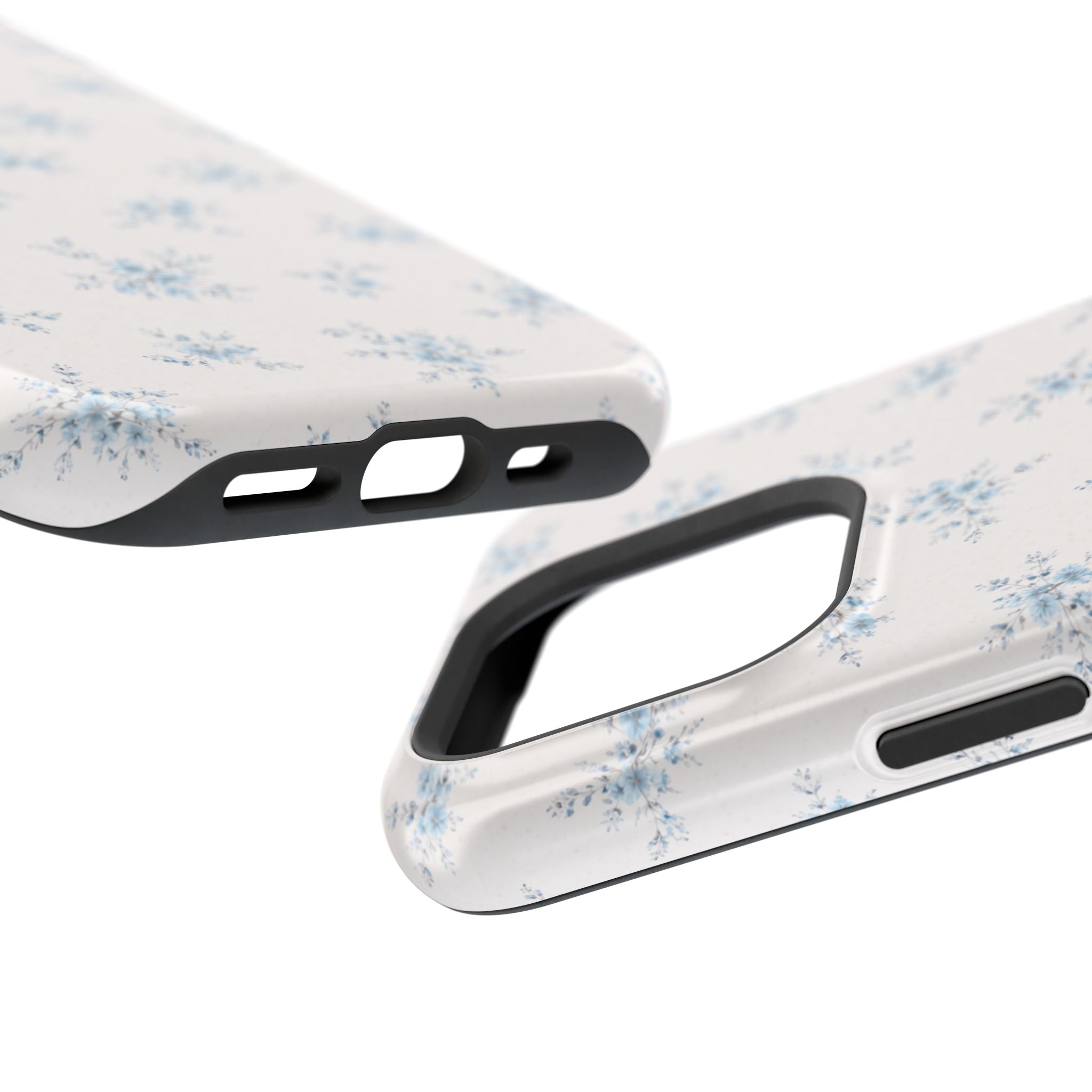 Blue Floral Pattern iPhone Case | Magnetic Impact-Resistant Case