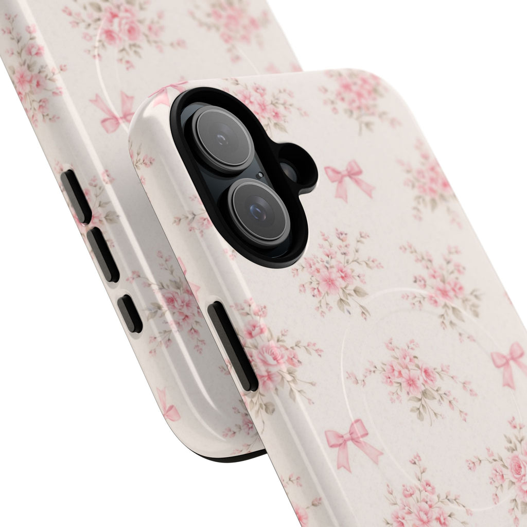 Floral Pink Bow iPhone Case – MagSafe Compatible