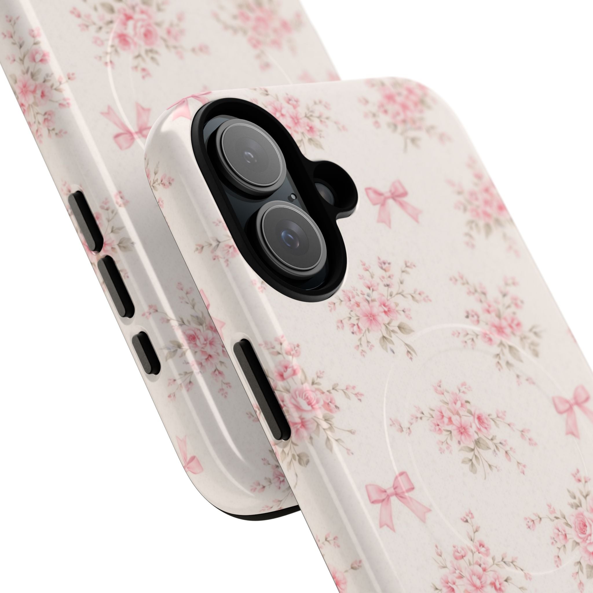 Floral Pink Bow iPhone Case – MagSafe Compatible