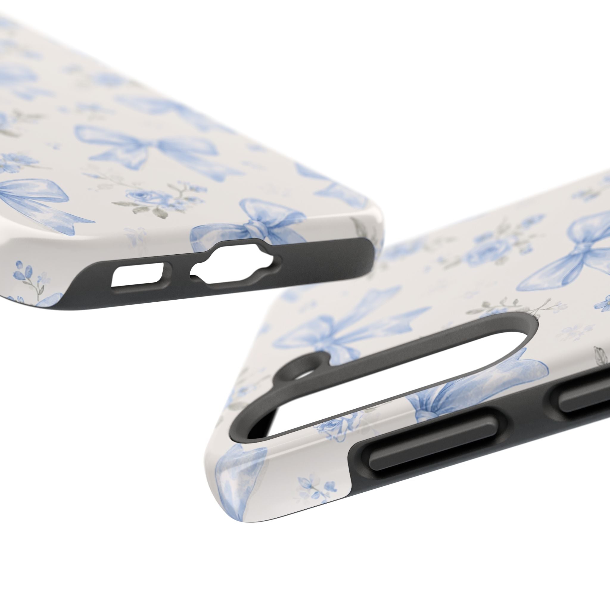 Blue Watercolor Bows Floral Pattern iPhone Case, Magnetic Impact-Resistant