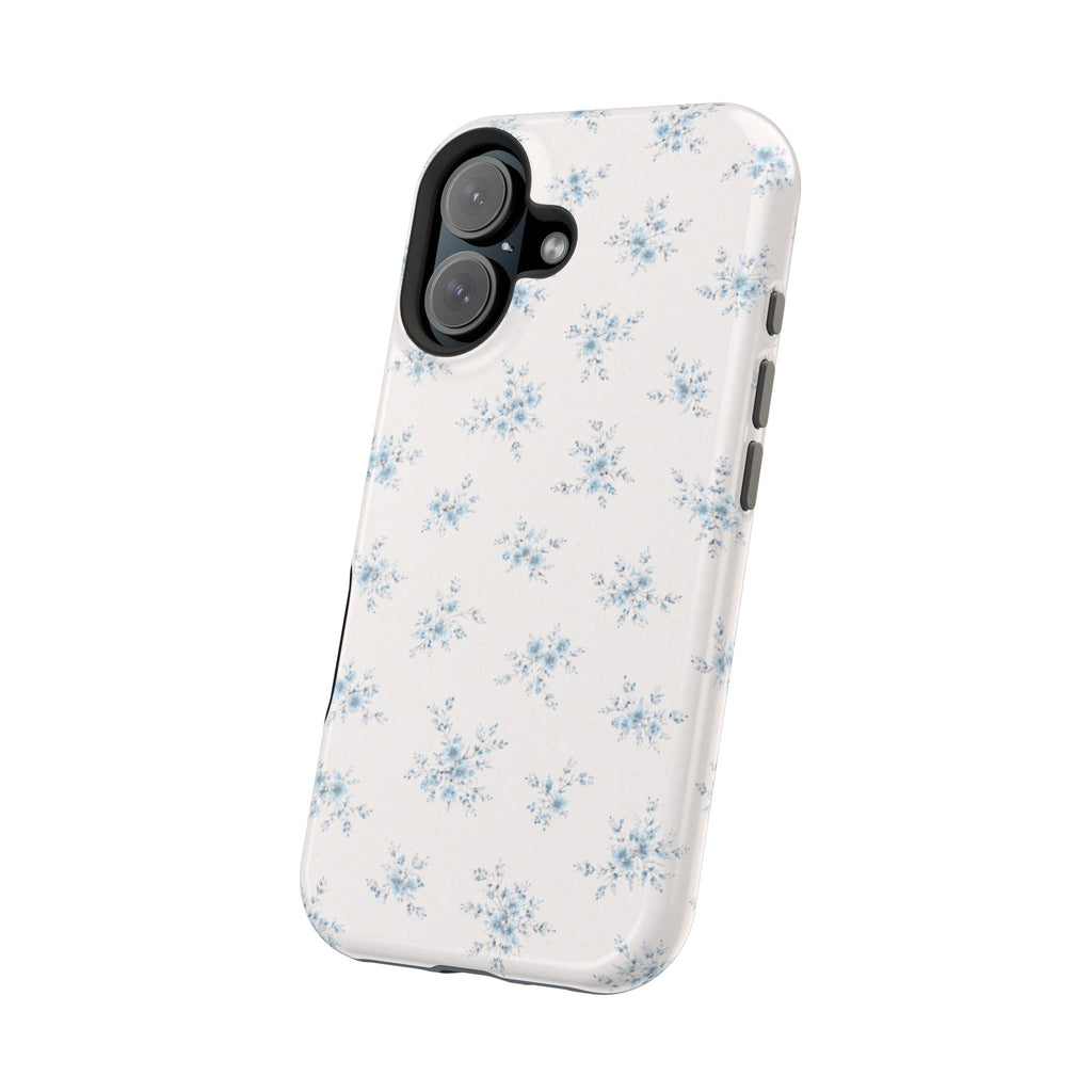 Blue Floral Pattern iPhone Case | Magnetic Impact-Resistant Case