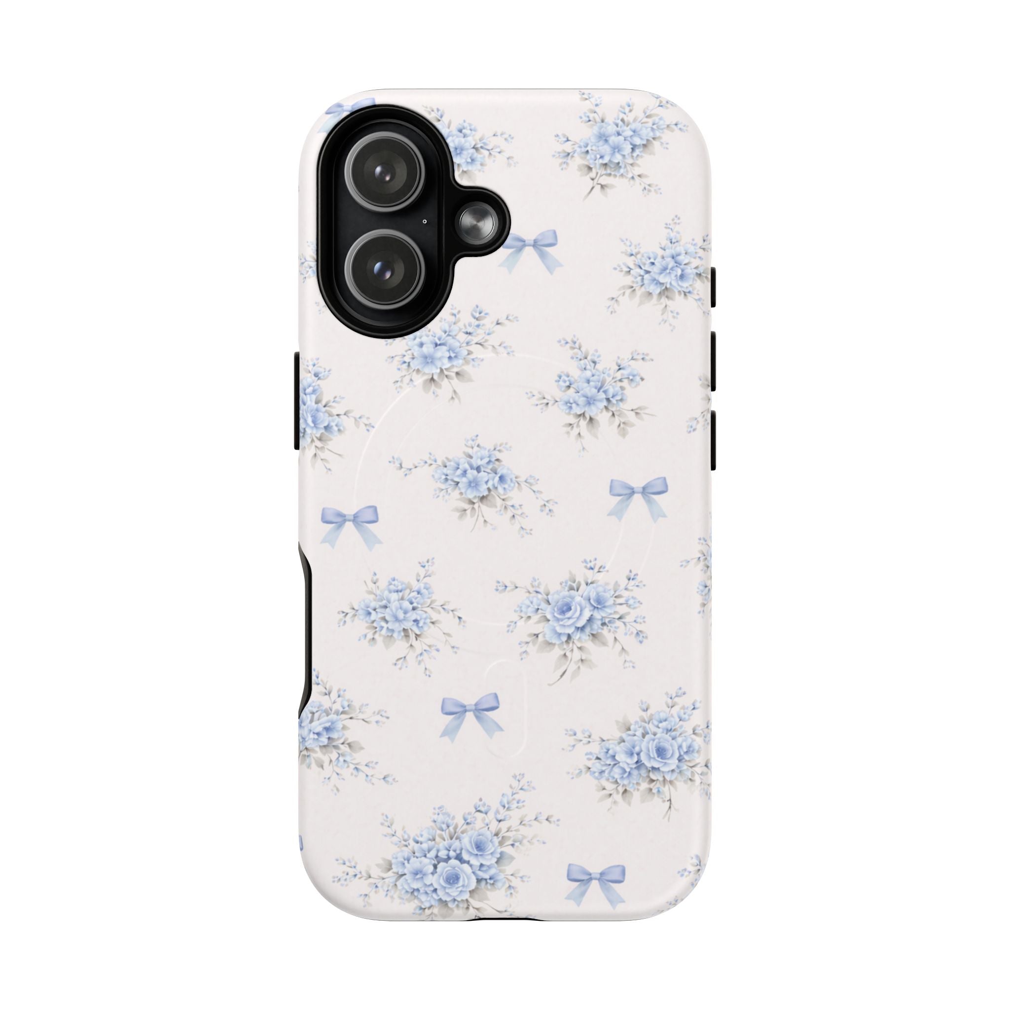 Blue Floral Bow iPhone Case – MagSafe Compatible