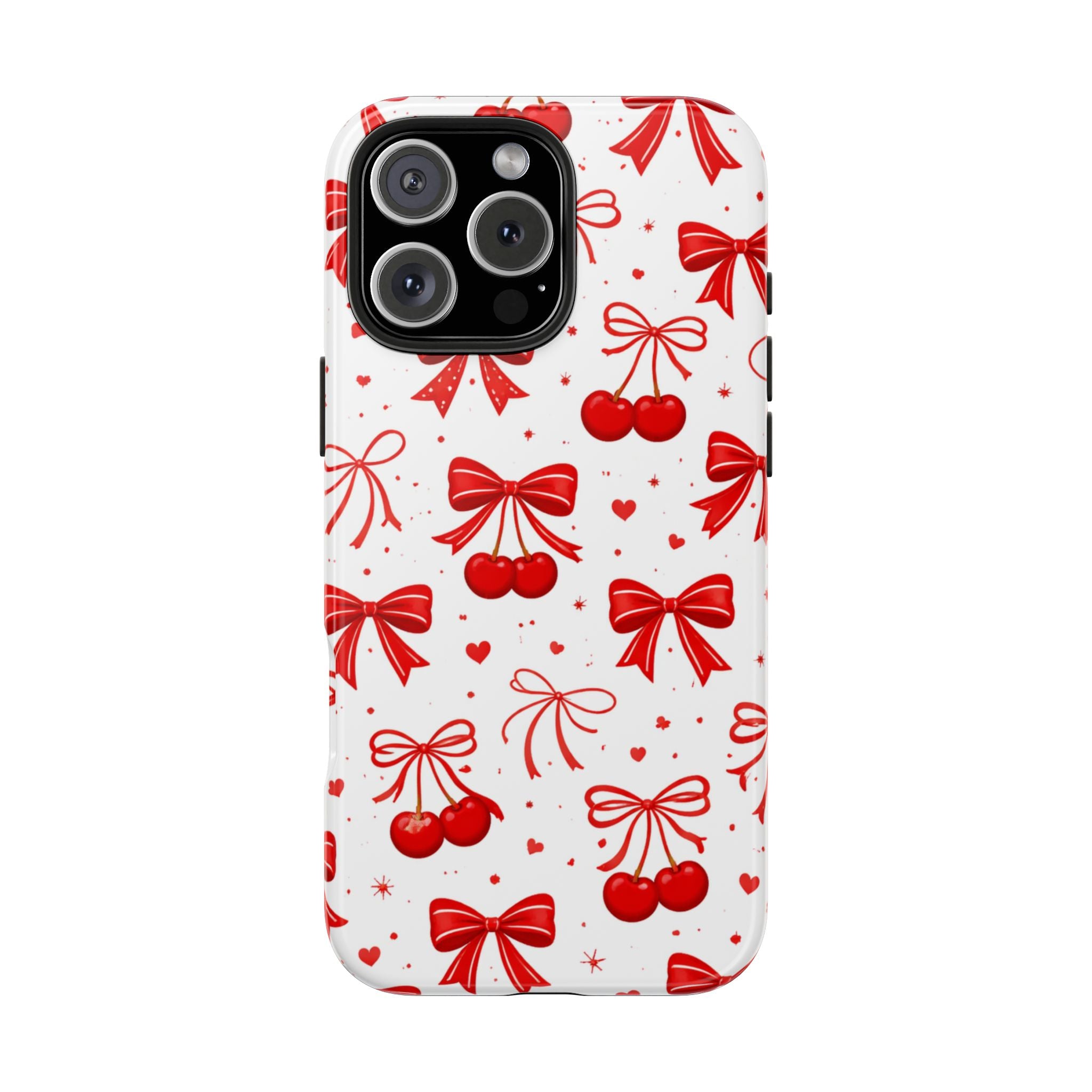 Red Cherry Bows Tough Phone Case, Cherry Pattern Phone Case