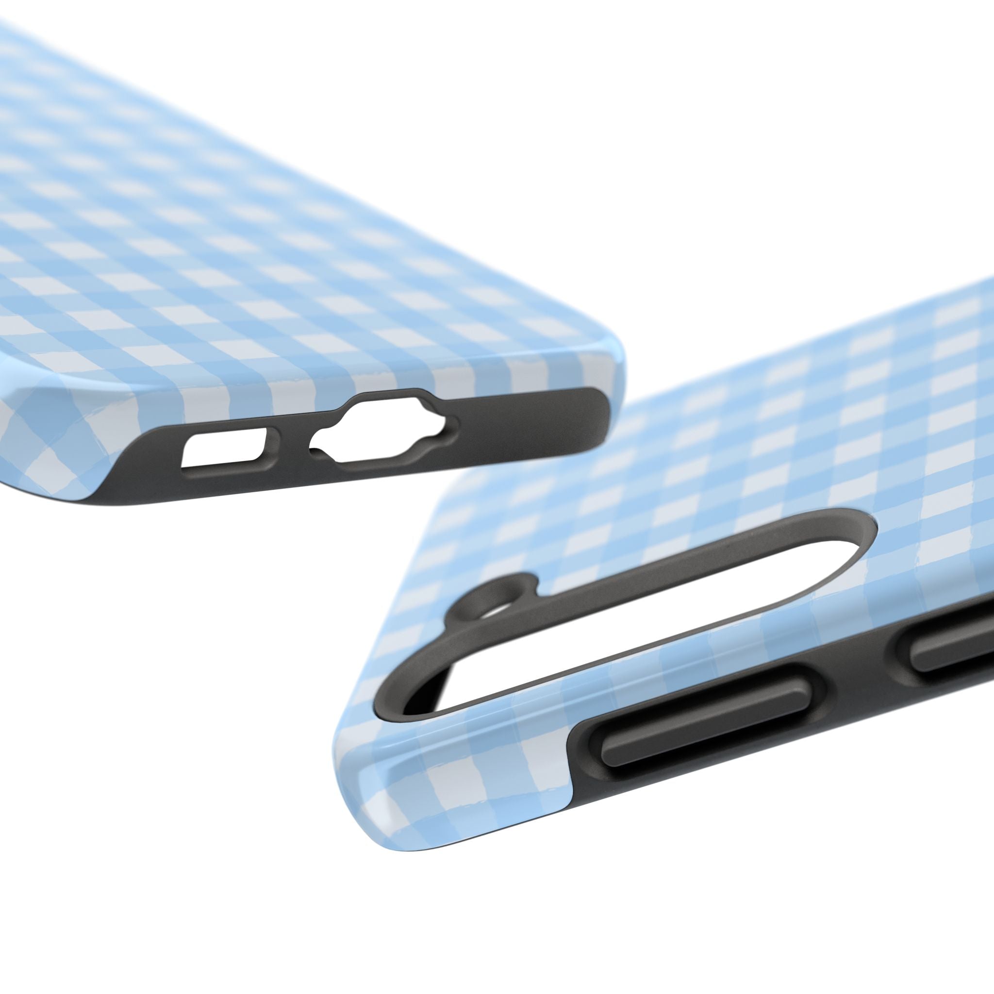 Blue Gingham Tough Samsung Case – Pastel Check Protective Phone Cover