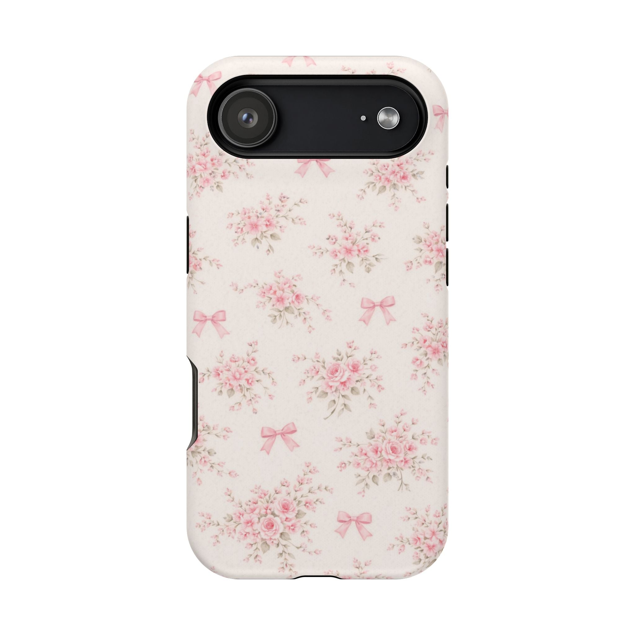 Pink Floral Bow Pattern Cases | Magnetic Impact-Resistant iPhone Case