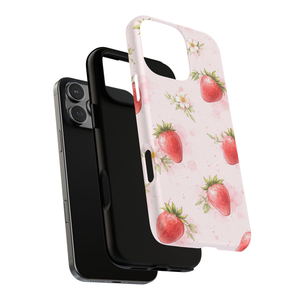 Strawberry Blossom iPhone Case – MagSafe Compatible