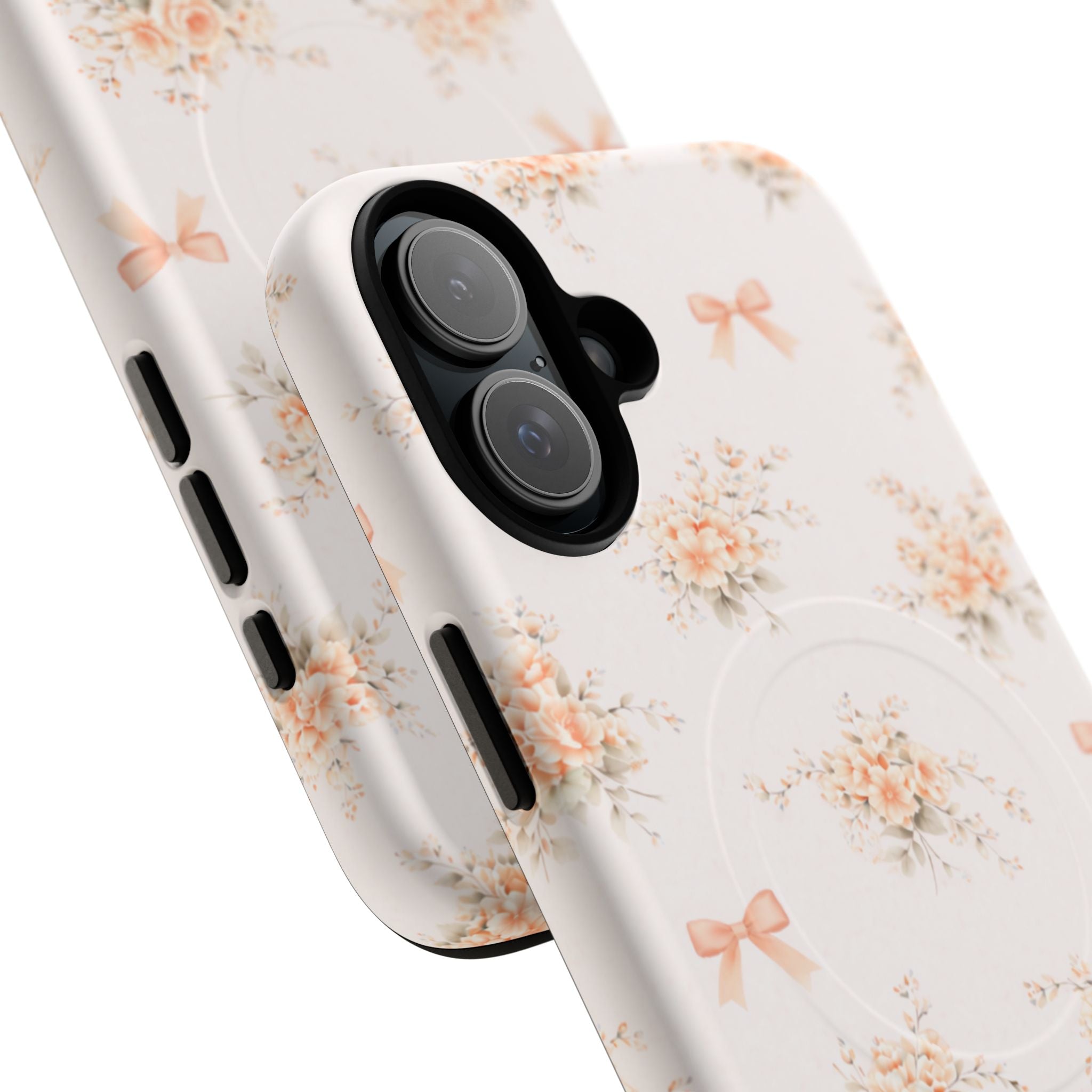 Peach Rose Bow iPhone Case – MagSafe Compatible