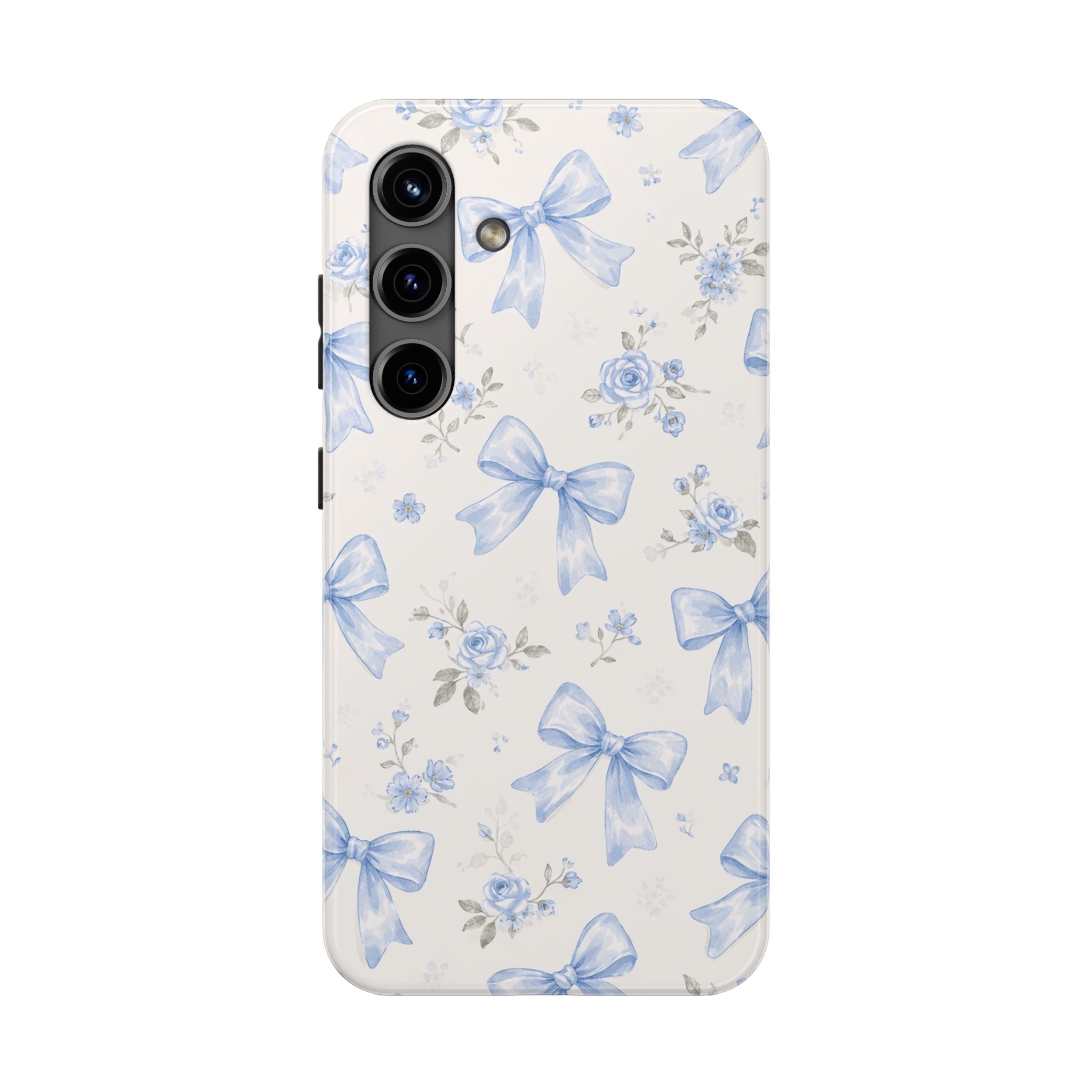Blue Watercolor Bows Floral Pattern iPhone Case, Magnetic Impact-Resistant