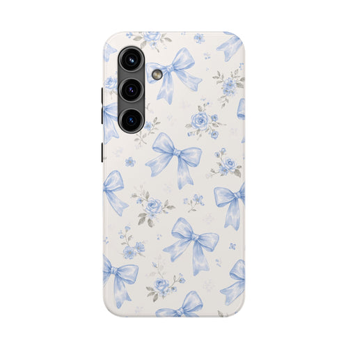 Blue Watercolor Bows Floral Pattern iPhone Case, Magnetic Impact-Resistant