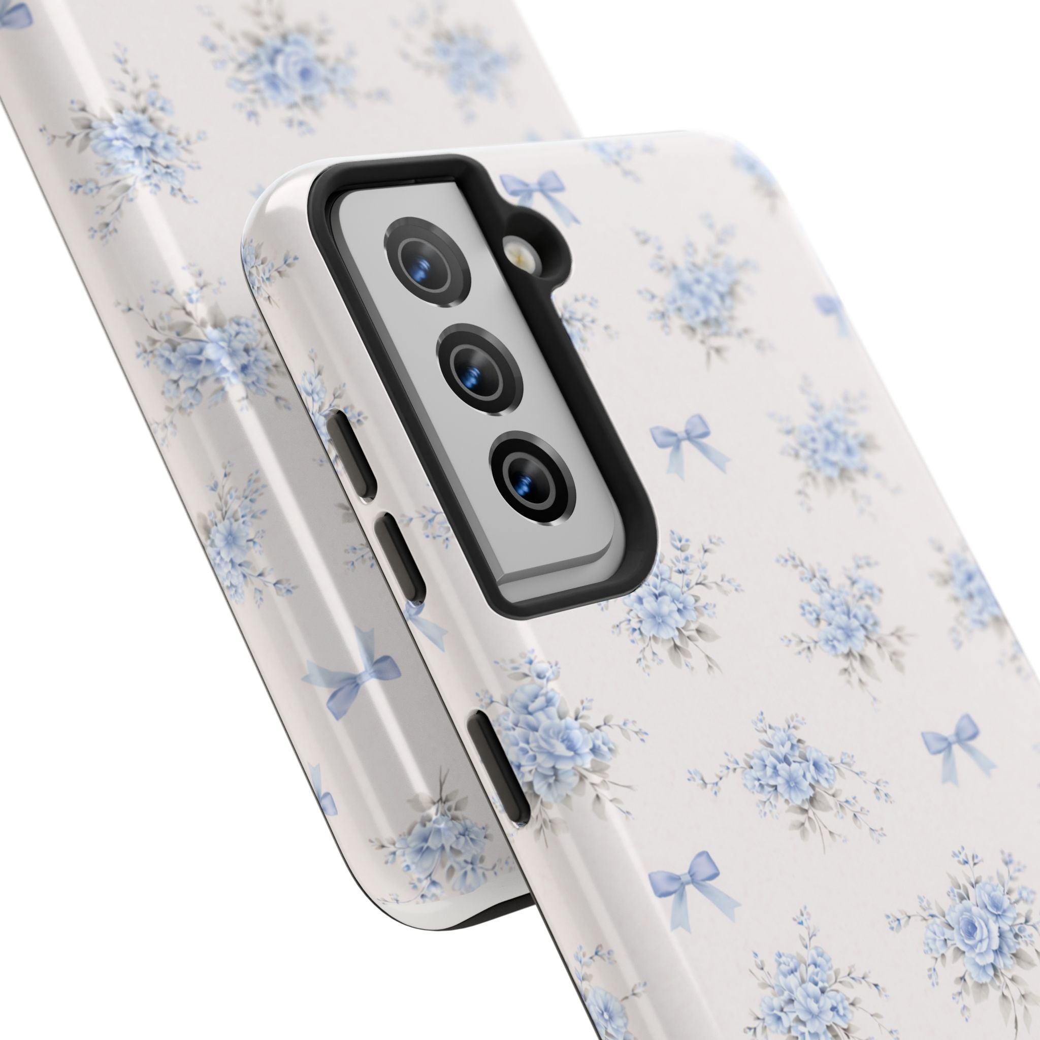 Blue Cottage  Floral Pattern Tough   Samsung Galaxy Phone Case | Vintage Bow Bouquet