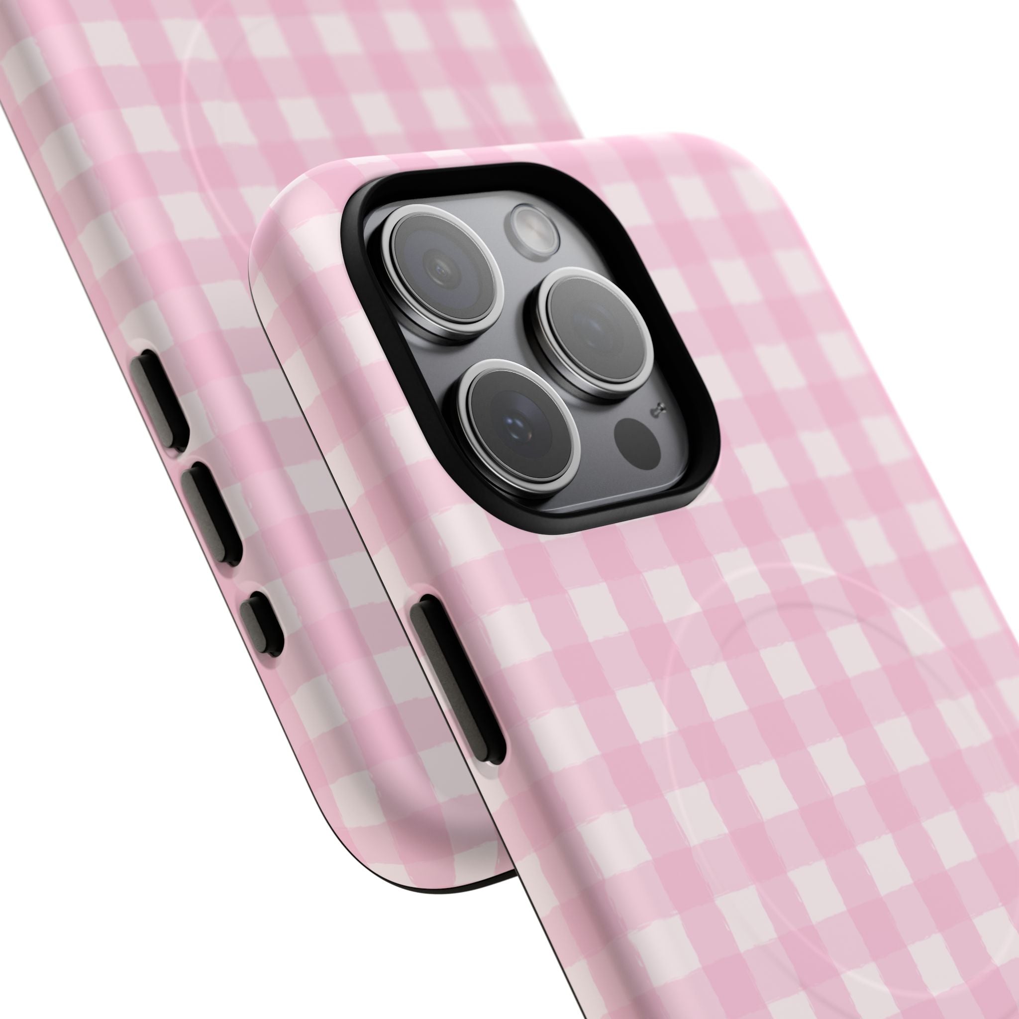 Pink Gingham iPhone Case – MagSafe Compatible