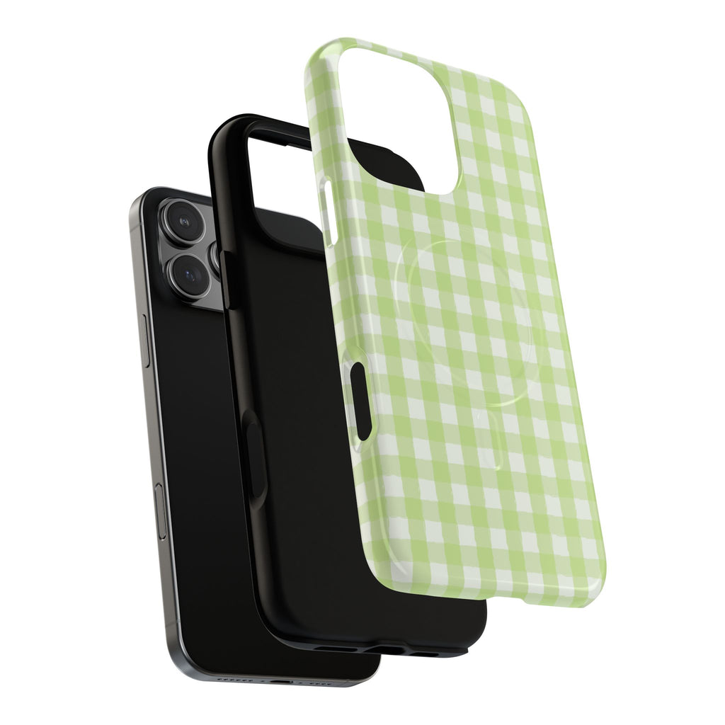 Green Gingham iPhone Case – MagSafe Compatible