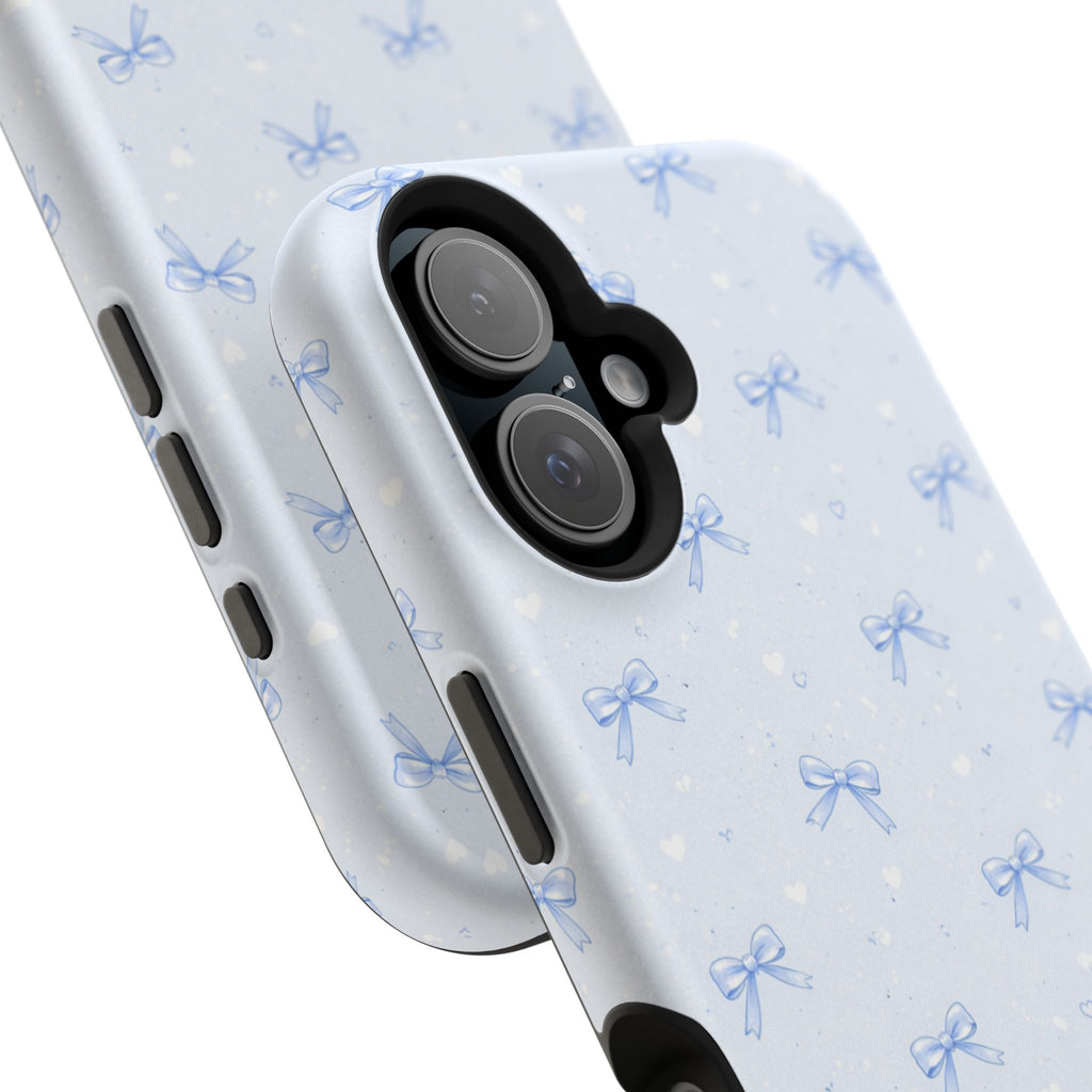 Blue Bow Pattern iPhone Case | Magnetic Impact-Resistant Case