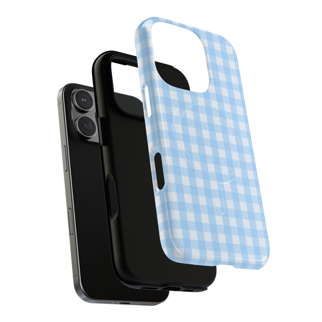 Blue Gingham iPhone Case – MagSafe Compatible